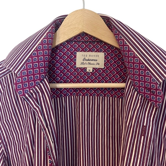 Ted Baker Endurance Ted’s Classic Fit Striped Floral Button Up Shirt Size 2 - Picture 8 of 15